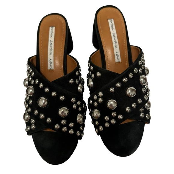 & other stories black & silver studded mule heeled sandals 37 - Picture 7 of 9